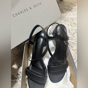 Charles & Keith Black Strappy Heels